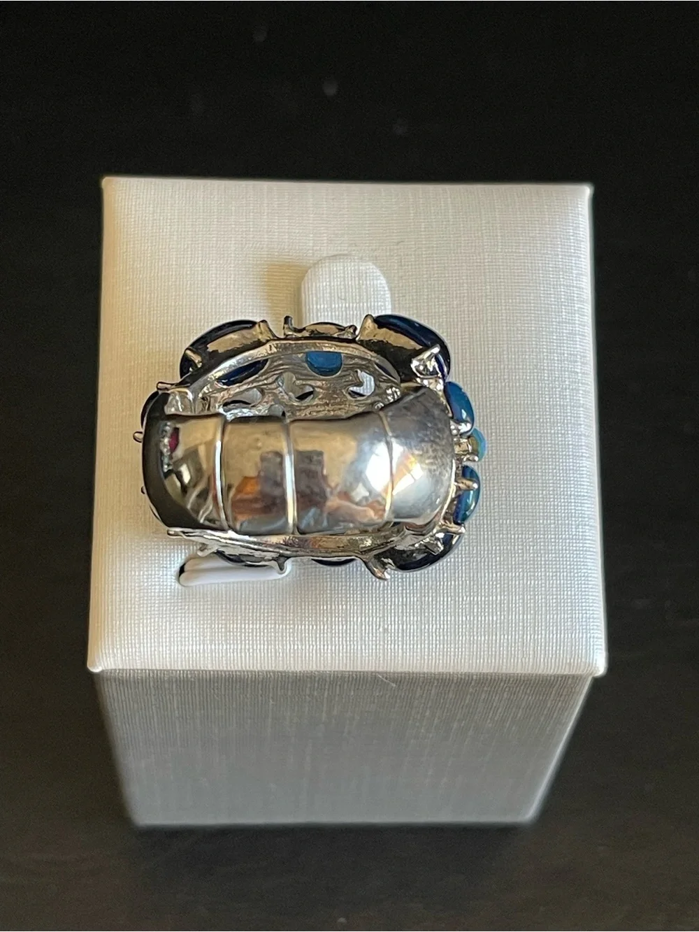Blue Cabochon Cluster Statement Ring